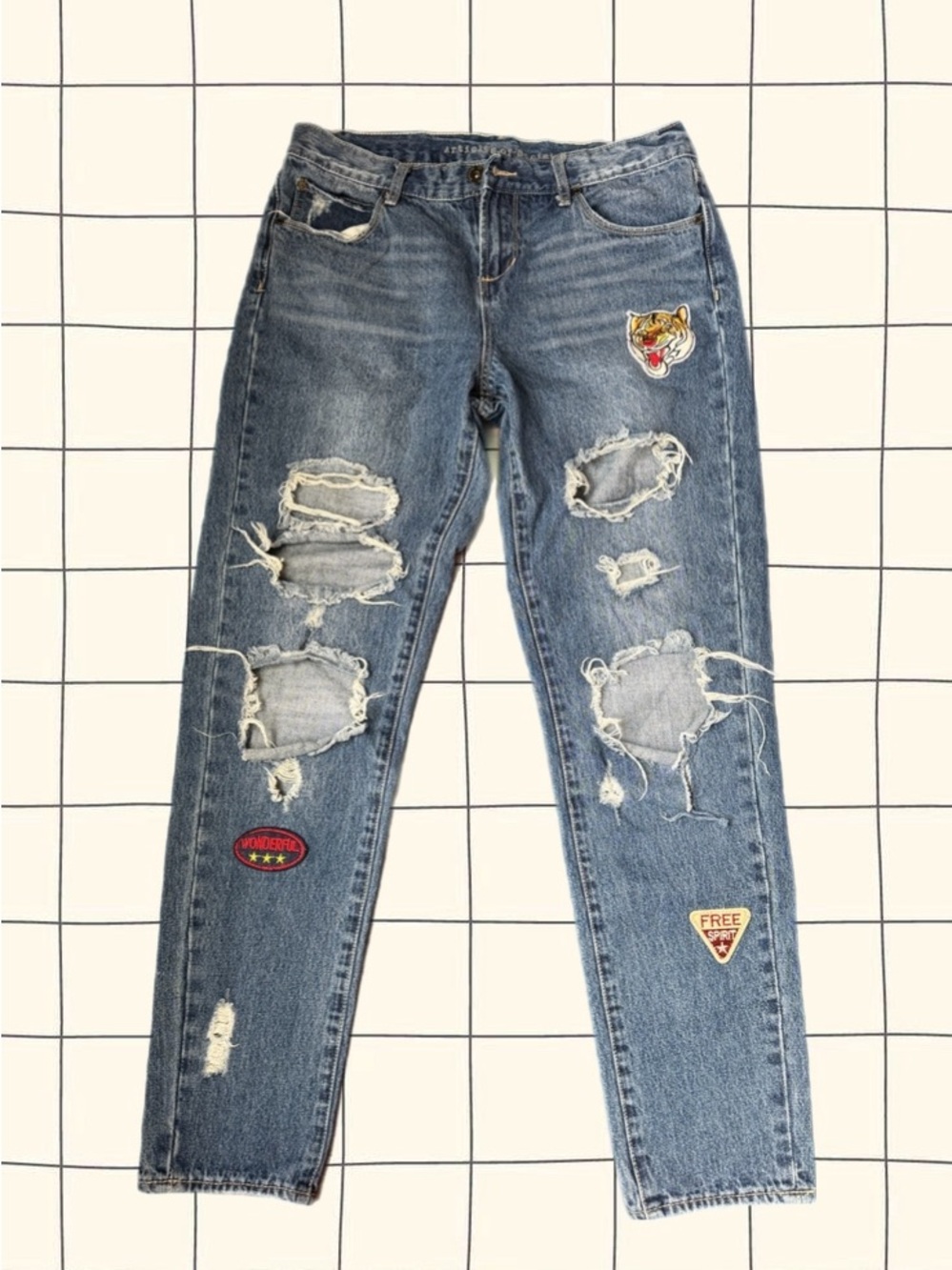 Articles of Society - Distressed Blue Patchwork Women's Jeans